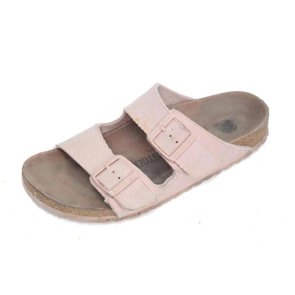 Birkenstock Arizona Vegan Soft Pink Canvas Shoes Slide Slip On  39 / 8 Narrow - Picture 1 of 13